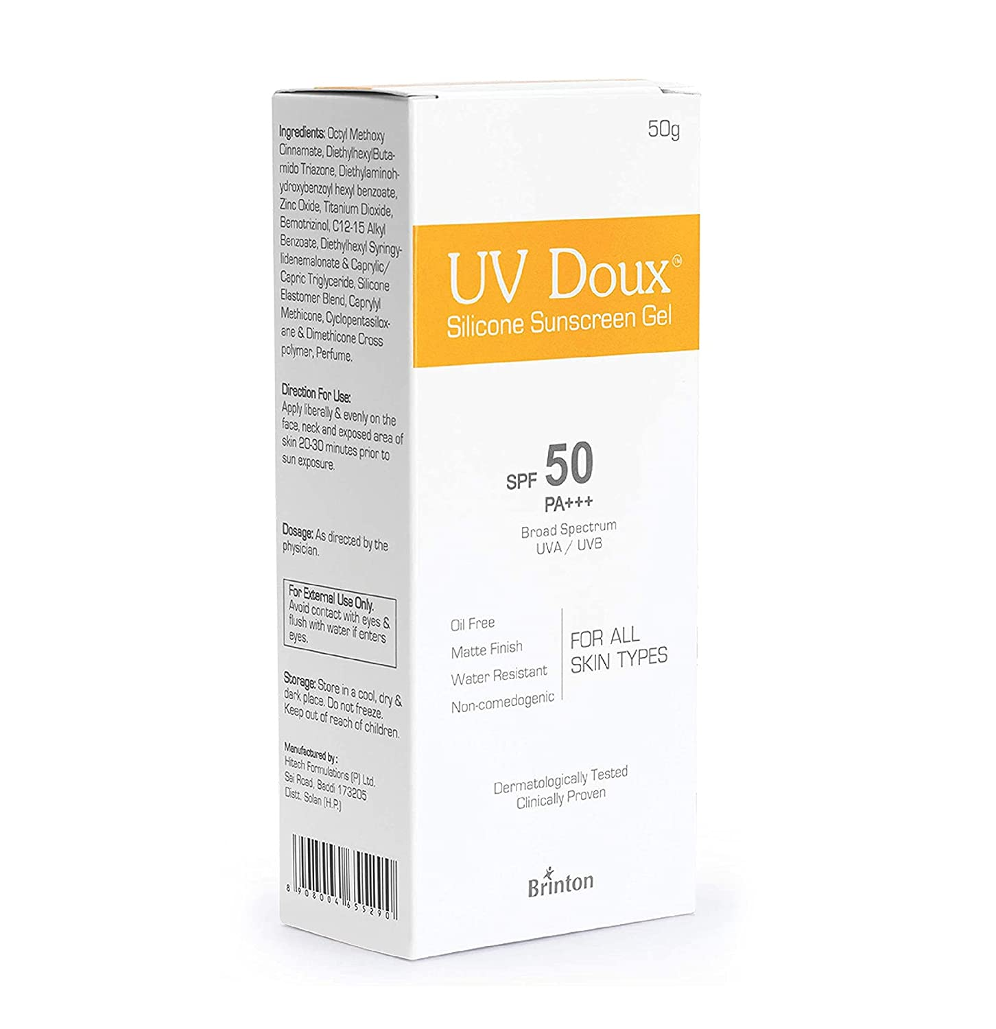 Brinton UV Doux Silicone Sunscreen Gel SPF 50 - 50gm