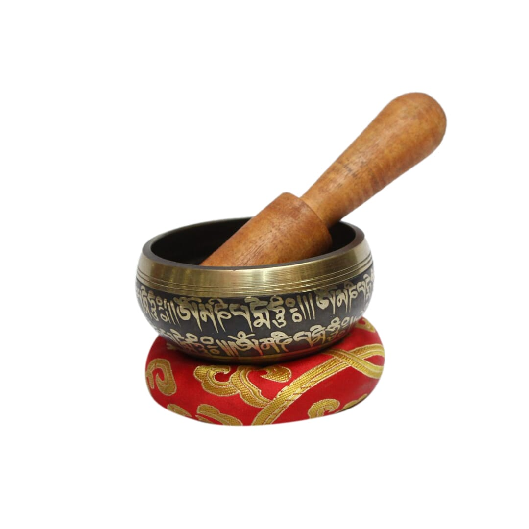 Seven Chakra Handicraft - Brown Buddhaeye/bajra Bronze Singing Bowl-3 Inch