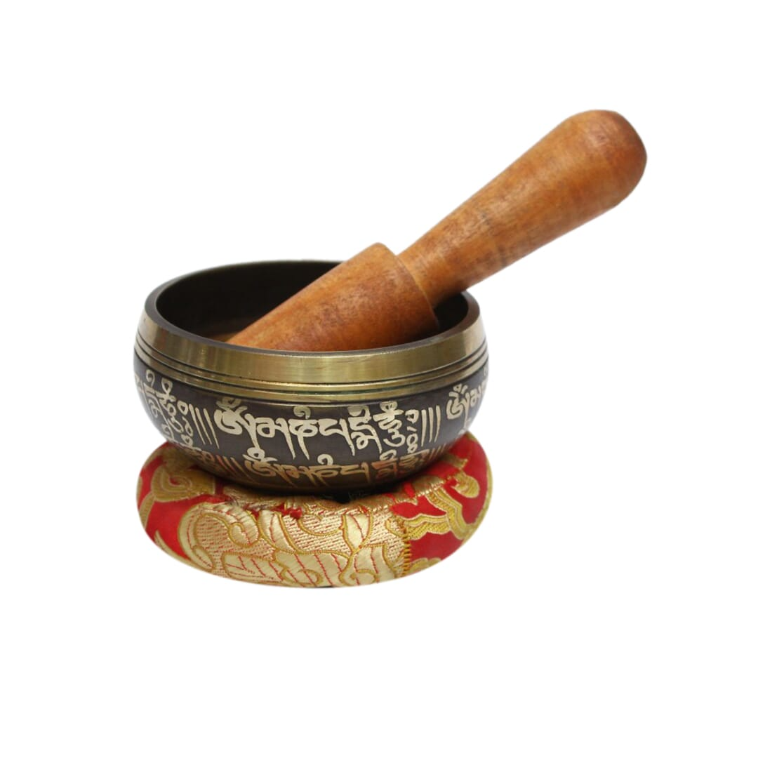Seven Chakra Handicraft - Brown Buddhaeye/bajra Bronze Singing Bowl-3 Inch