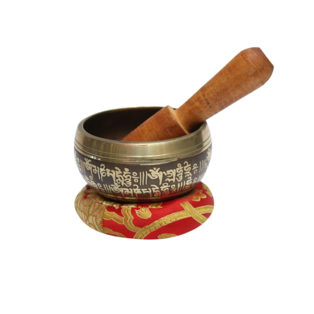 Seven Chakra Handicraft - Brown Mantra/om Bronze Singing Bowl -3 Inch