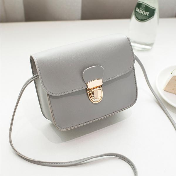 Grey Style Metal Buckle Retro Bag Leather Women Messenger Bag 41001279