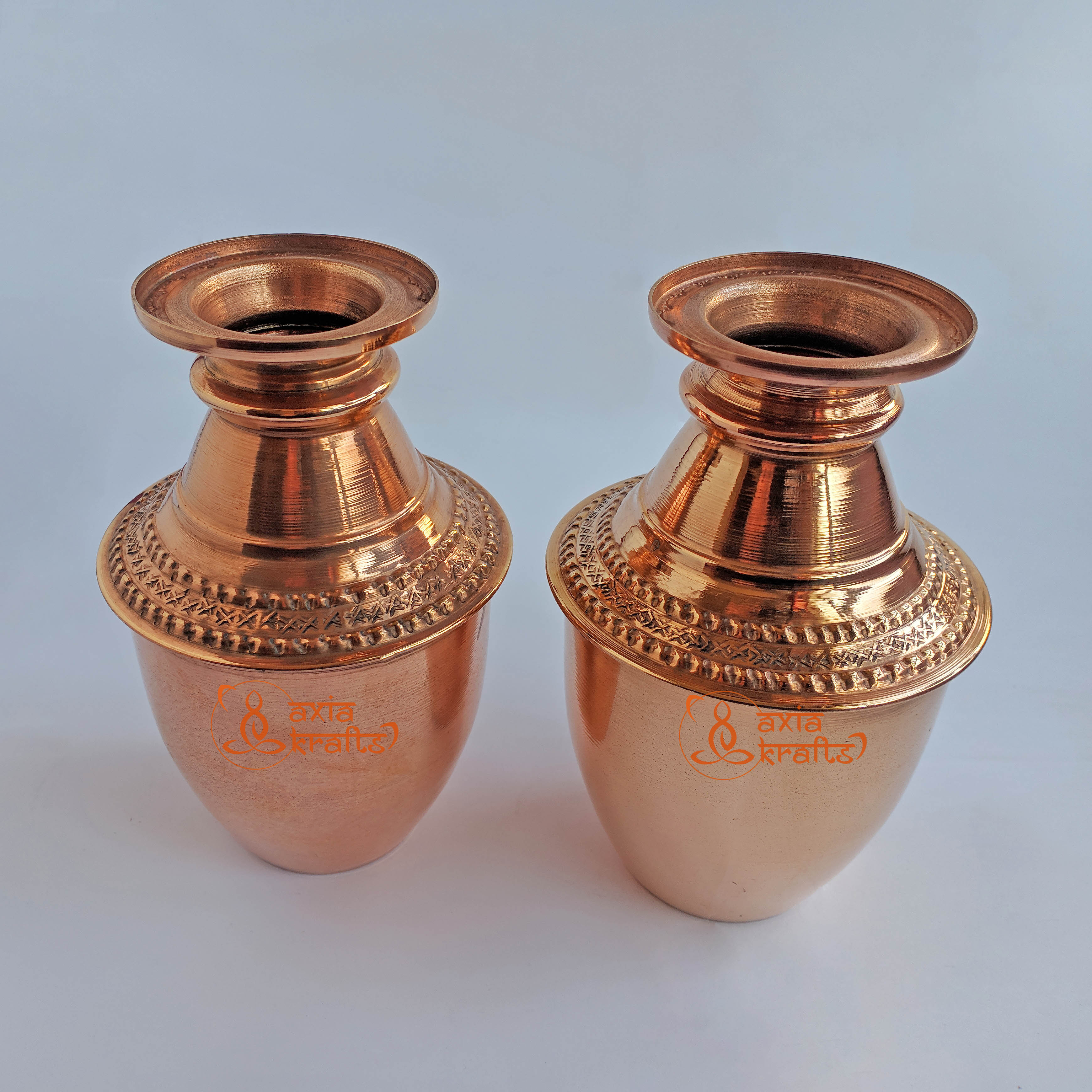 Axia Krafts Butte Ghalcha 6.3 inches Set | Tama Ghalcha | Copper kalash