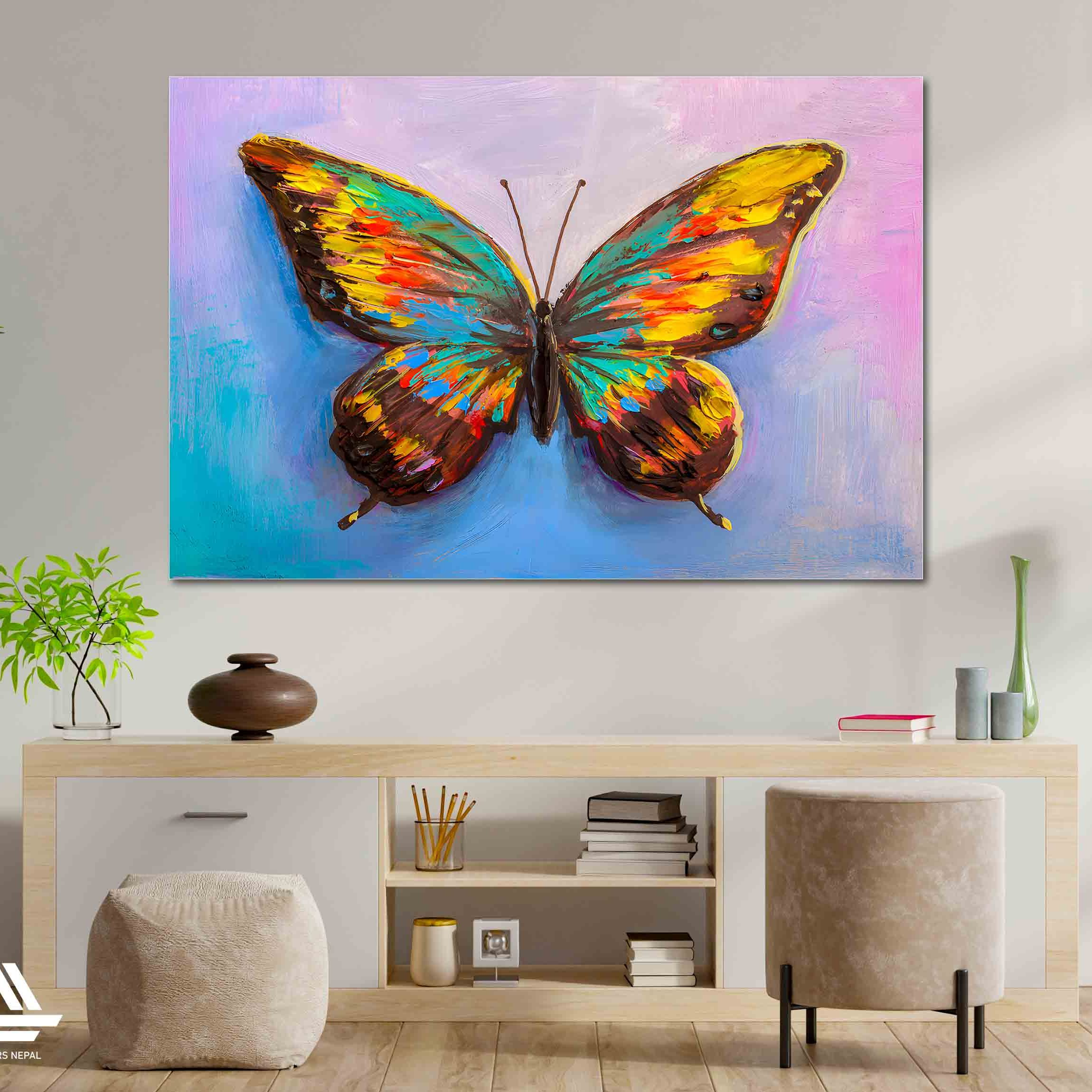 Butterfly Single Panel Canvas | Wall | Home Decor | Canvas | Wall Art With Frame Inside