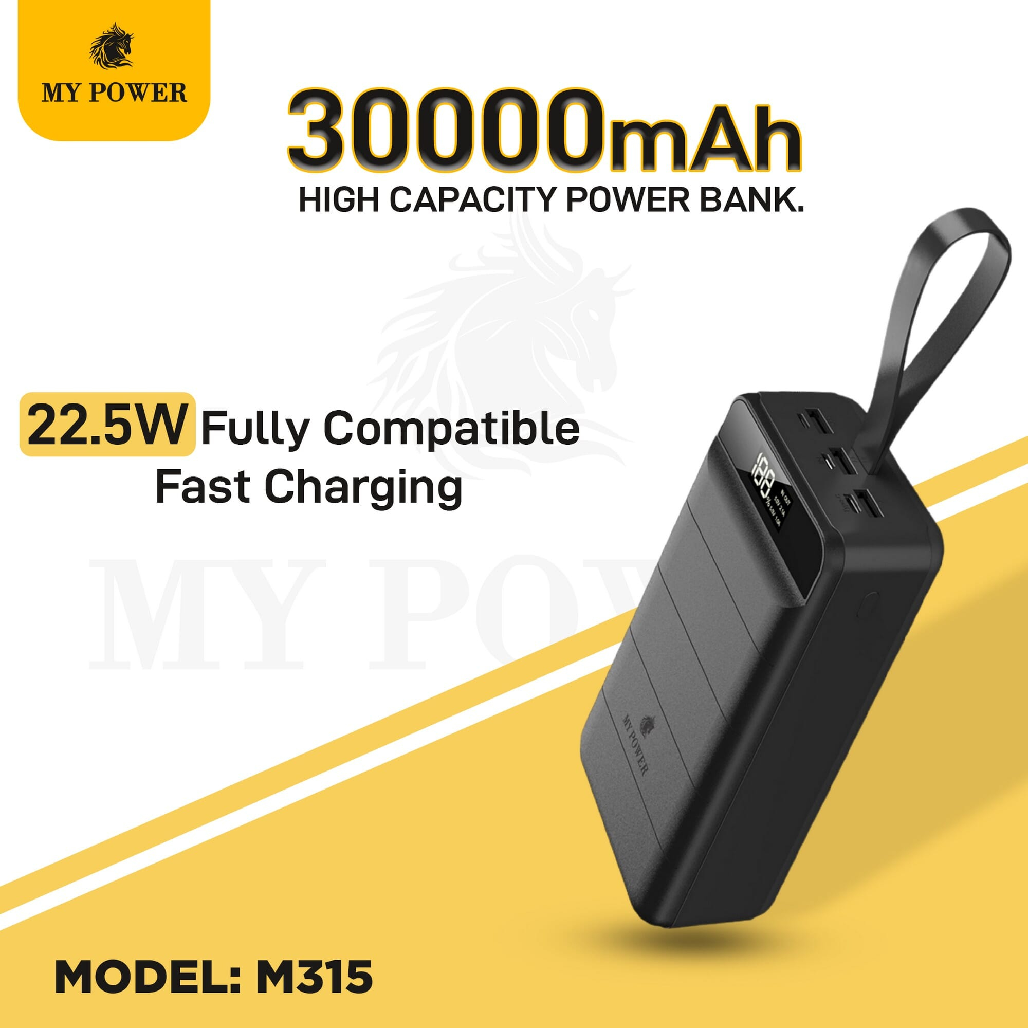 My Power Powerbank 30000mah M-315, QC 3.0 PD 22.5W Fast Charging Power Bank 