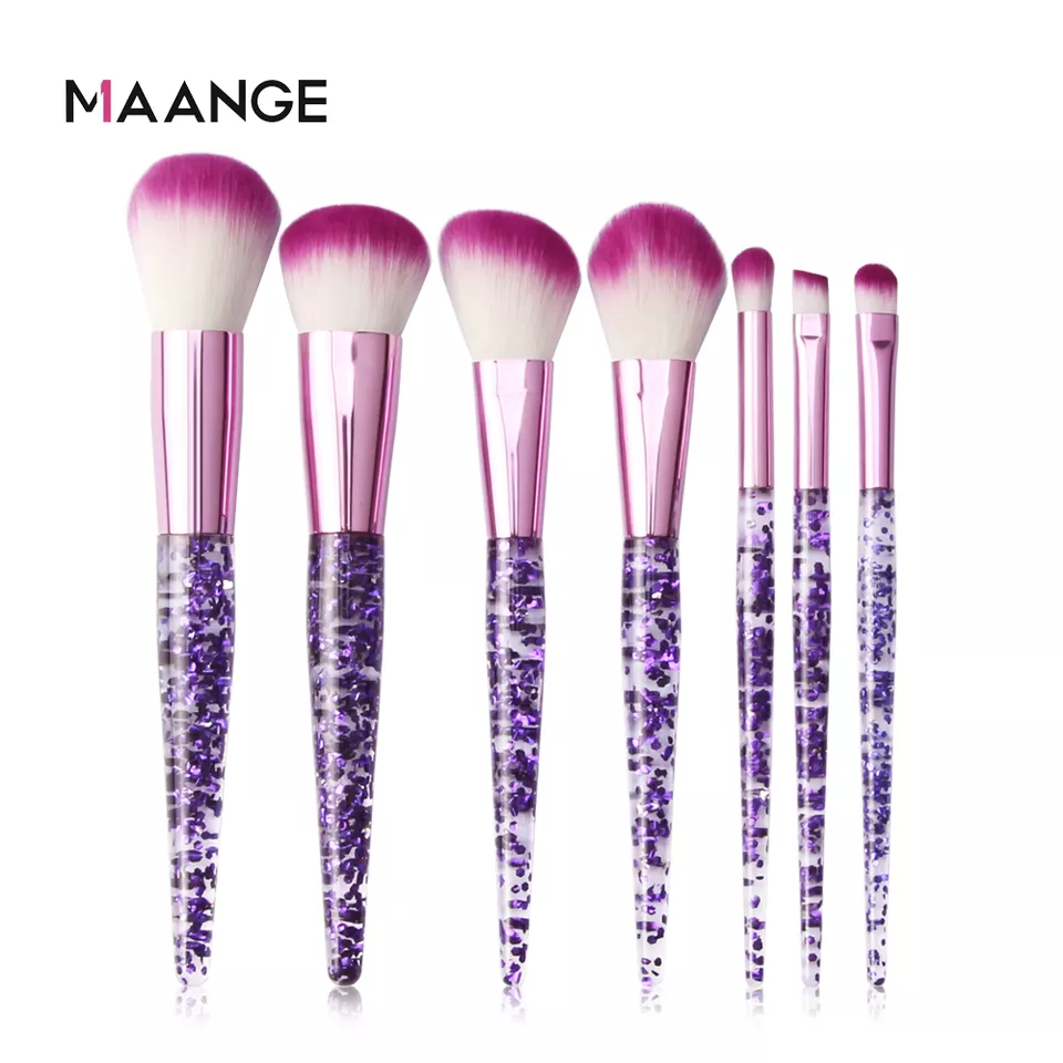Maange 7pcs Quicksand Flash Handle Cosmetic Brush Set Mag5776z