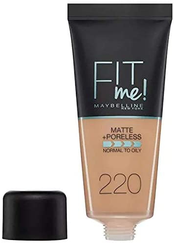 Maybelline New York Fit Me Matte & Poreless Foundation 220 Natural Beige 30ml With Free Lipliner