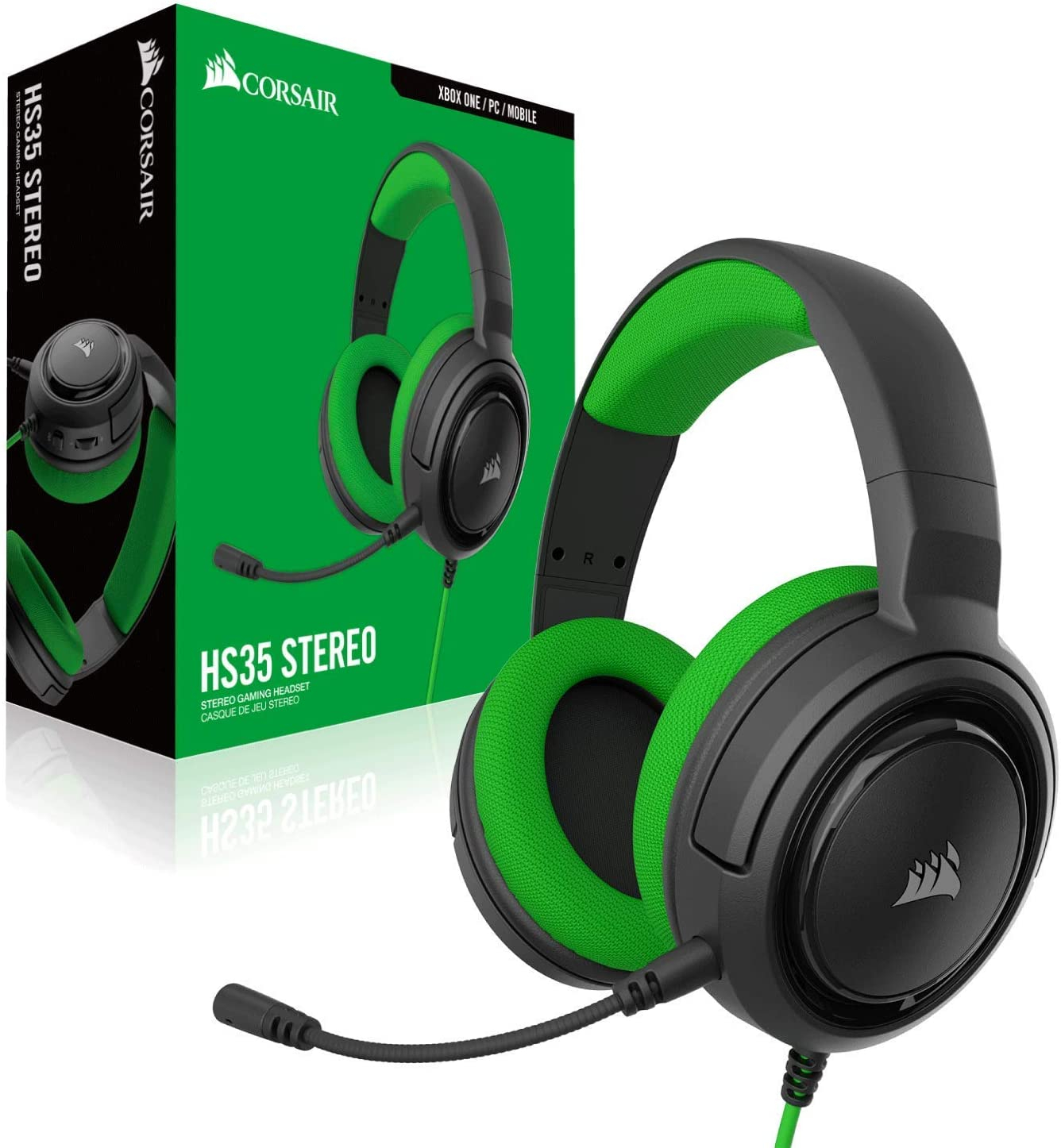 Corsair CA-9011197-AP HS35 Stereo Gaming Headset, Green