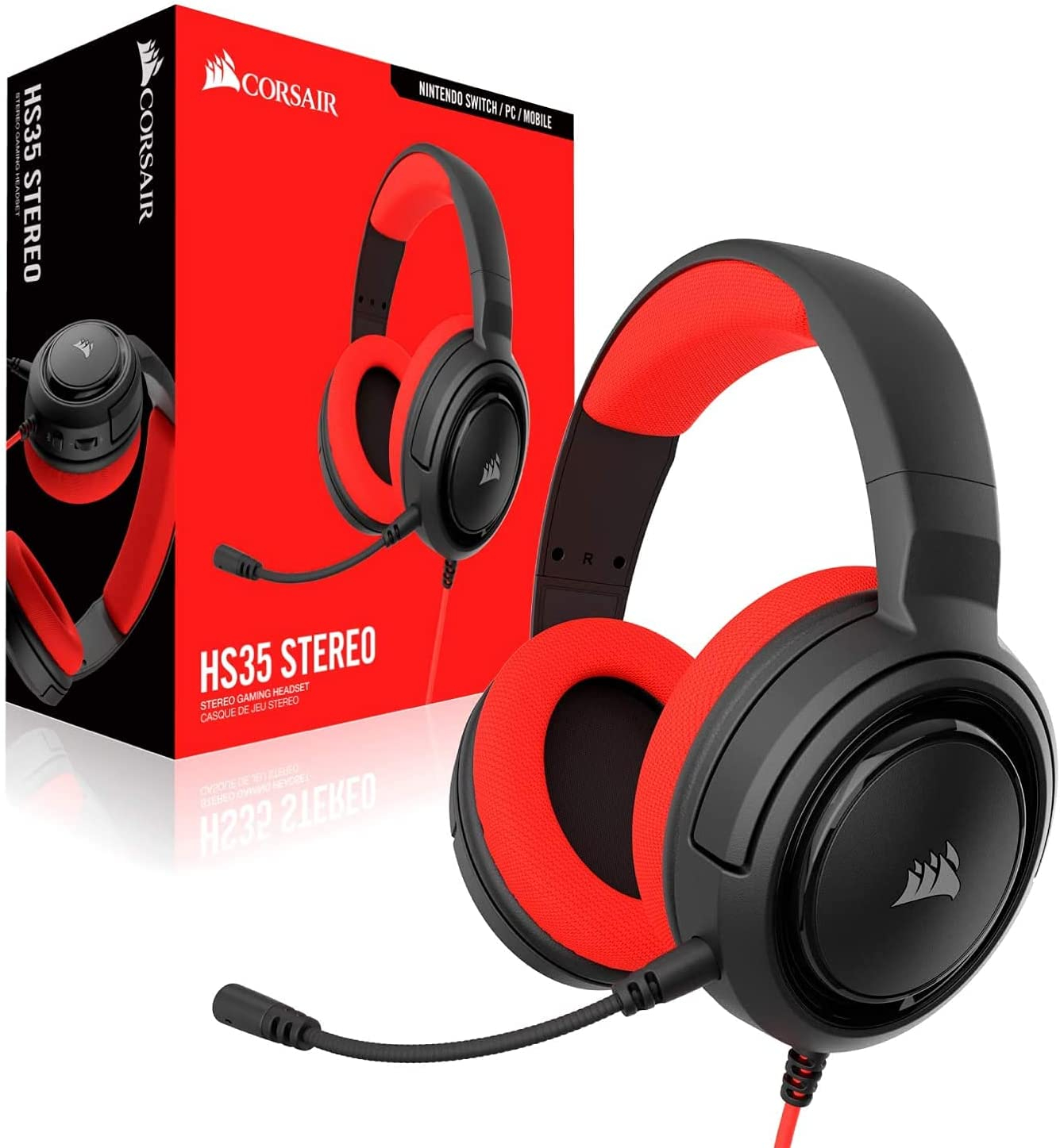 Corsair CA-9011198-AP HS35 Stereo Gaming Headset, Red