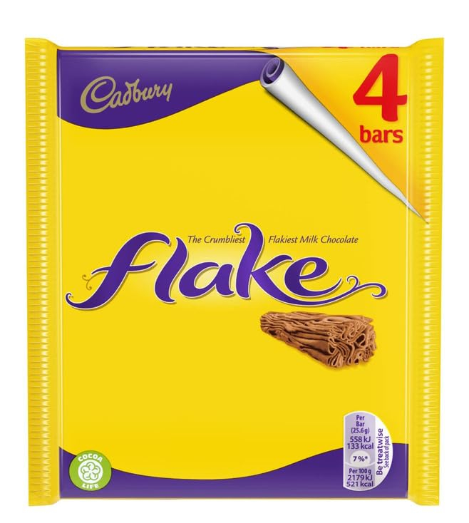 Cadbury Flake 4 Bar The Crumbliest Flakiest Milk Chocolate 80g