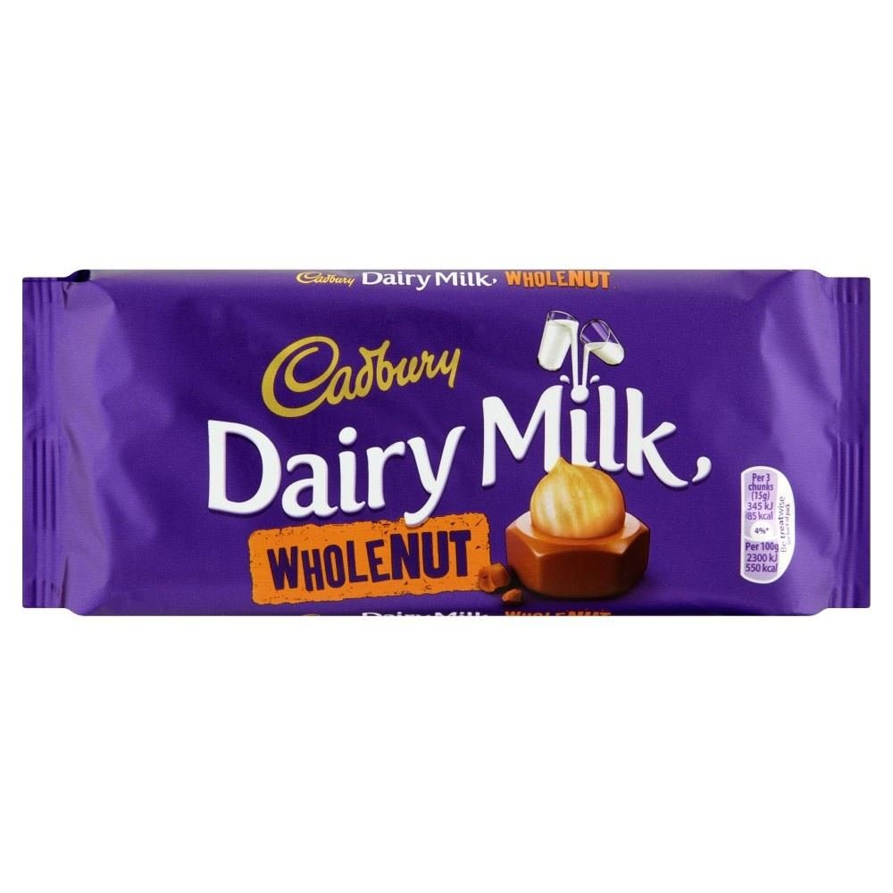 Cadbury Dairy Milk Whole Nut Chocolate Bar 120g