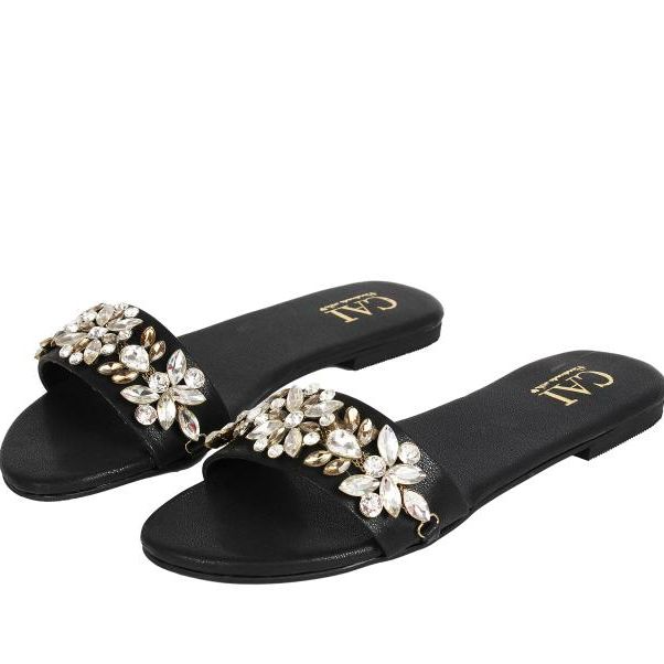 CAI Embellished Black Sandal For Women