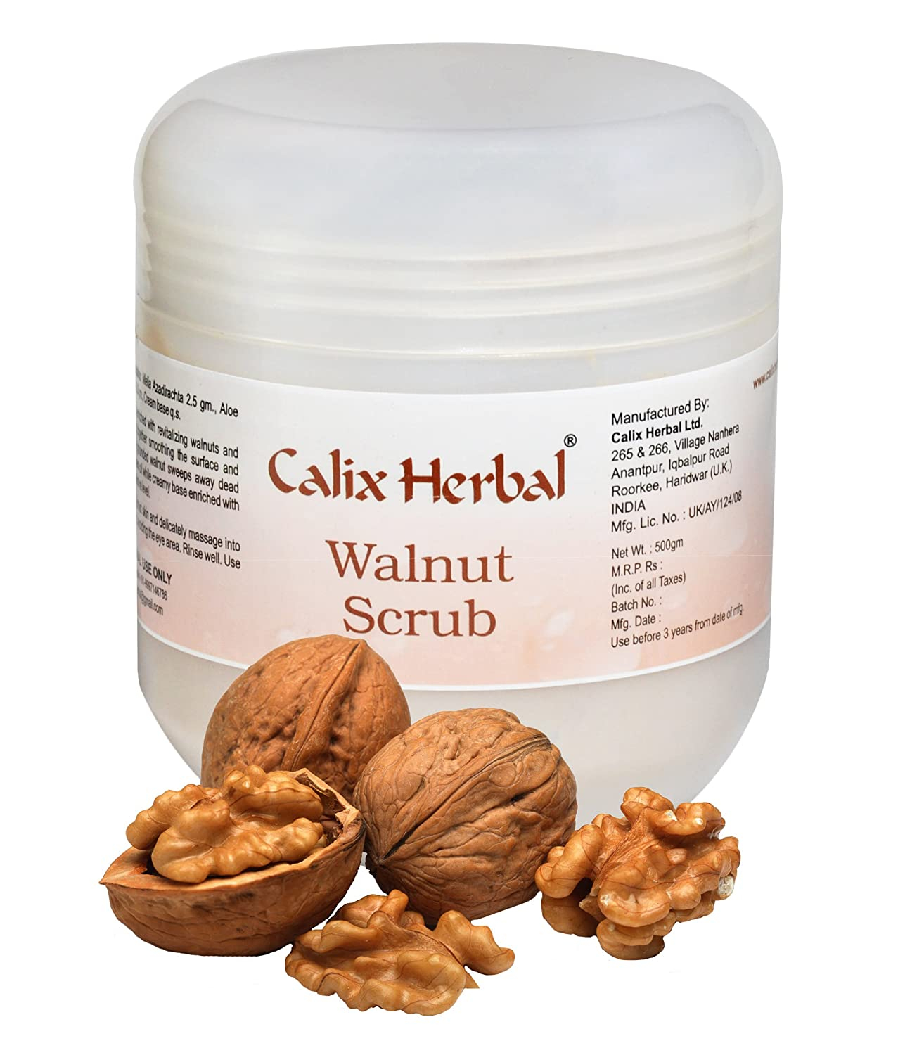 Calix Herbal Walnut Scrub for Skin Exfoliation, Blackheads and Oil Removal Sulphate-free Face Cleanser Enriched with Aloe vera, 500g