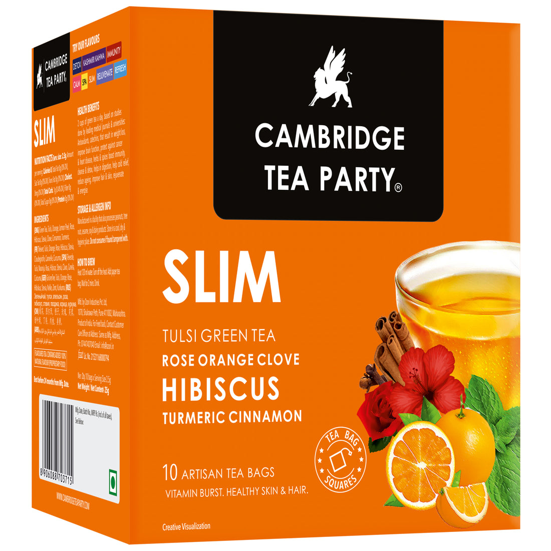 Cambridge Tea PartyCTP Slim, Hibiscus Orange Clove Turmeric, 10 Tea Mix