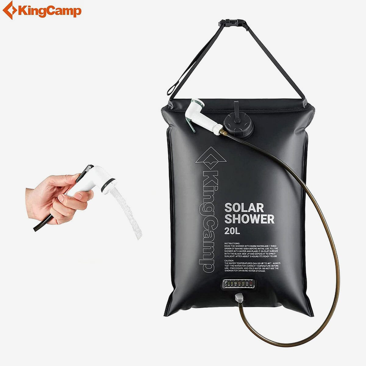 Kingcamp Camping Shower Bag 20l Portable Sunlight Heating Built In Thermometer Travel Shower Bag For Camping Hiking Beach