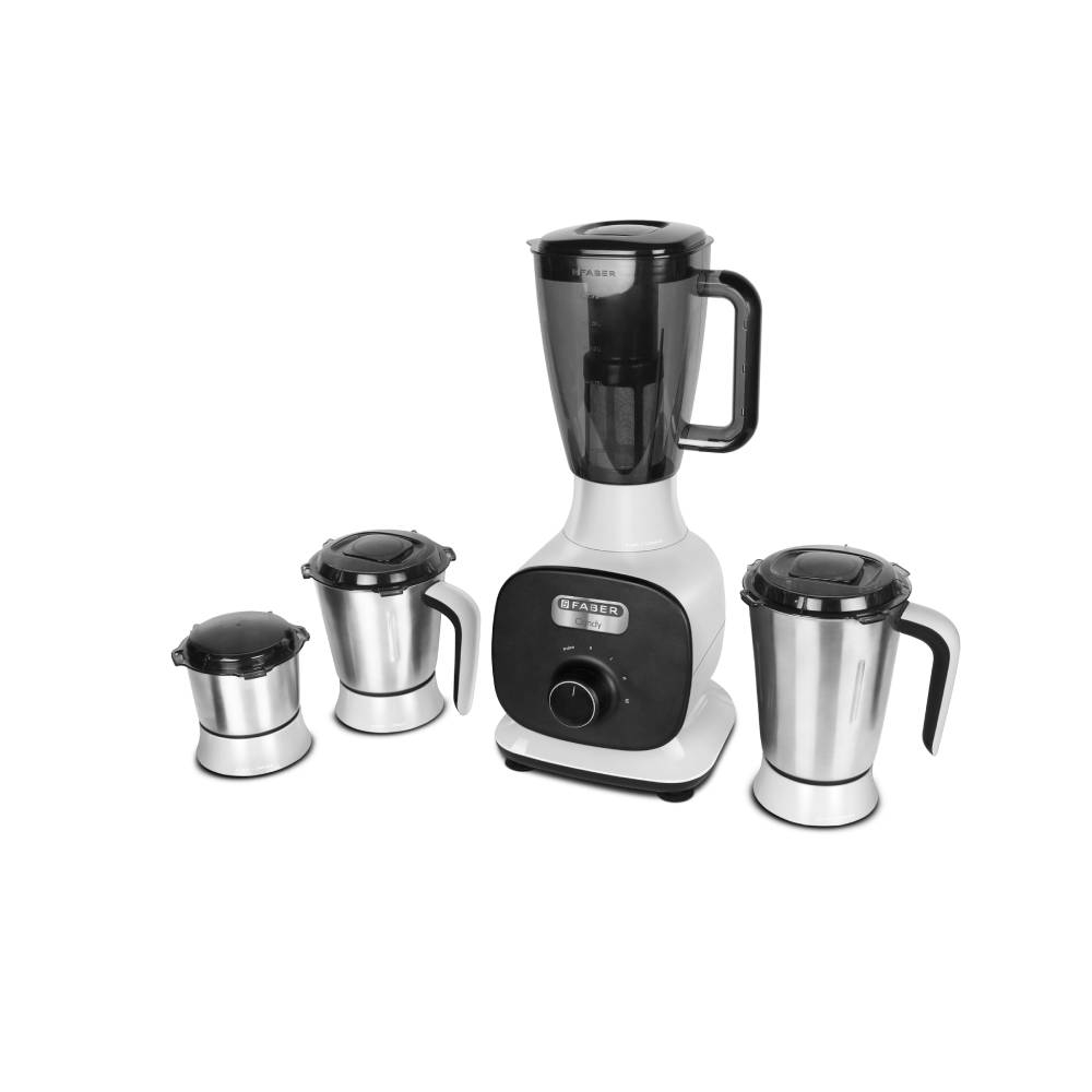 Faber FMG Candy 1000 3J+1PC 1000WJuicer Mixer Grinder with 3 Stainless Steel Jar and 1 Fruit Filter (White)