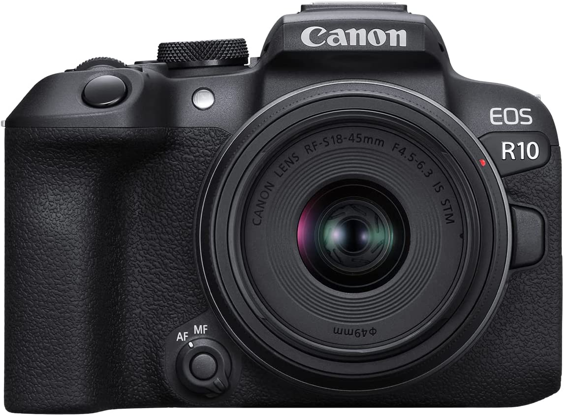 Canon Camera -  EOS R10 Mirrorless Camera Body with RF-S 18 - 45 mm f/4.5 - 6.3 IS STM Lens  (Black)