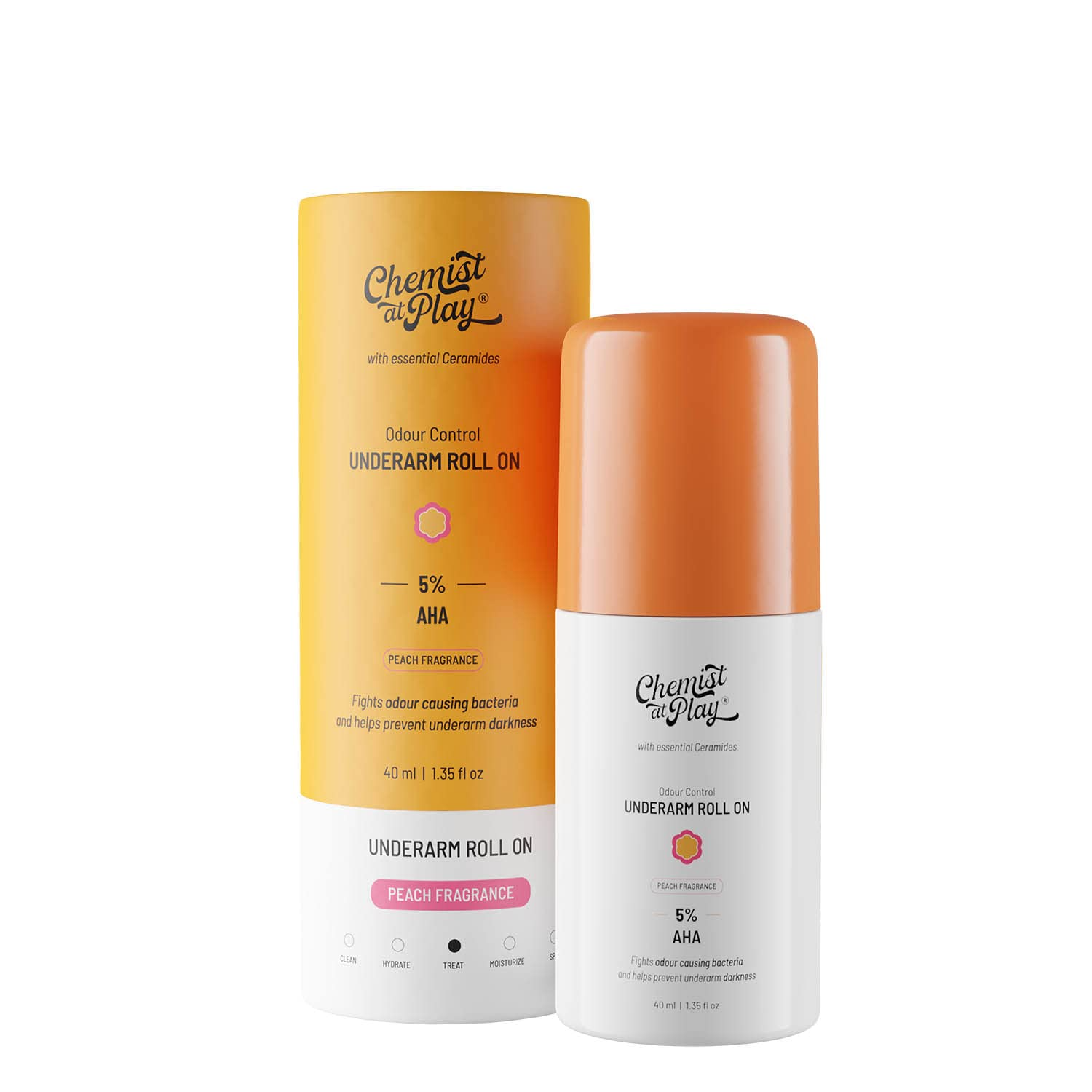 Chemist At Play Under Arm Roll On - Peach Fragrance - 40ML (4% Lactic Acid + 1% Mandelic Acid)