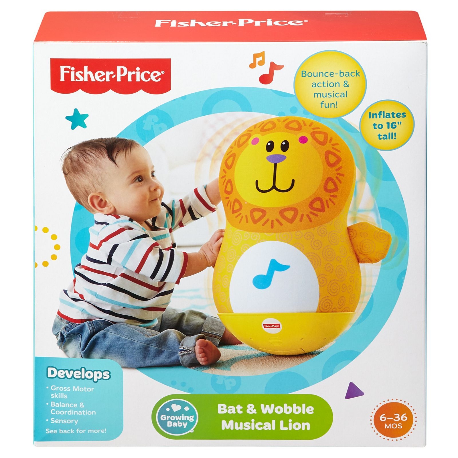 Fisher Price Bat Wobble Musical Lion Infant Toy CDC54