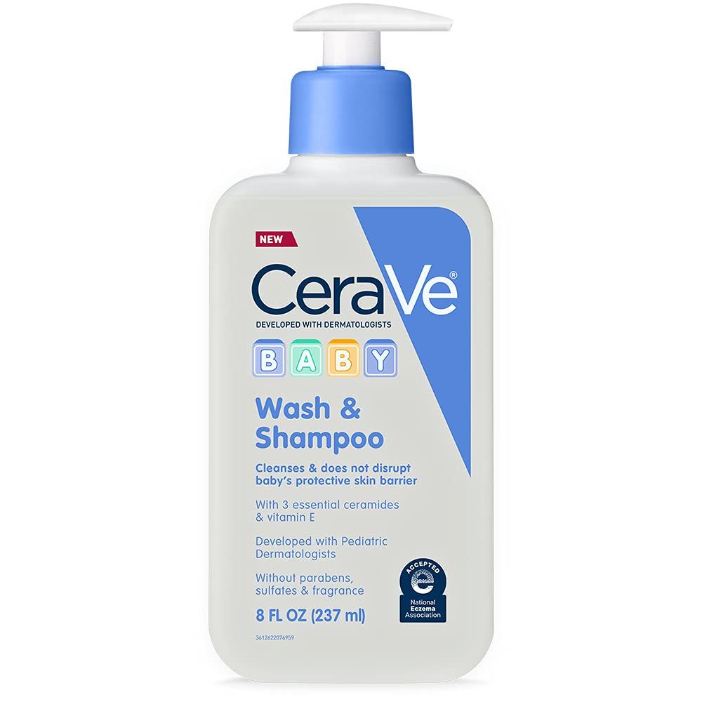 CeraVe Baby Wash & Fragrance, Paraben, & Sulfate Free Shampoo for Tear-Free Baby Bath Time