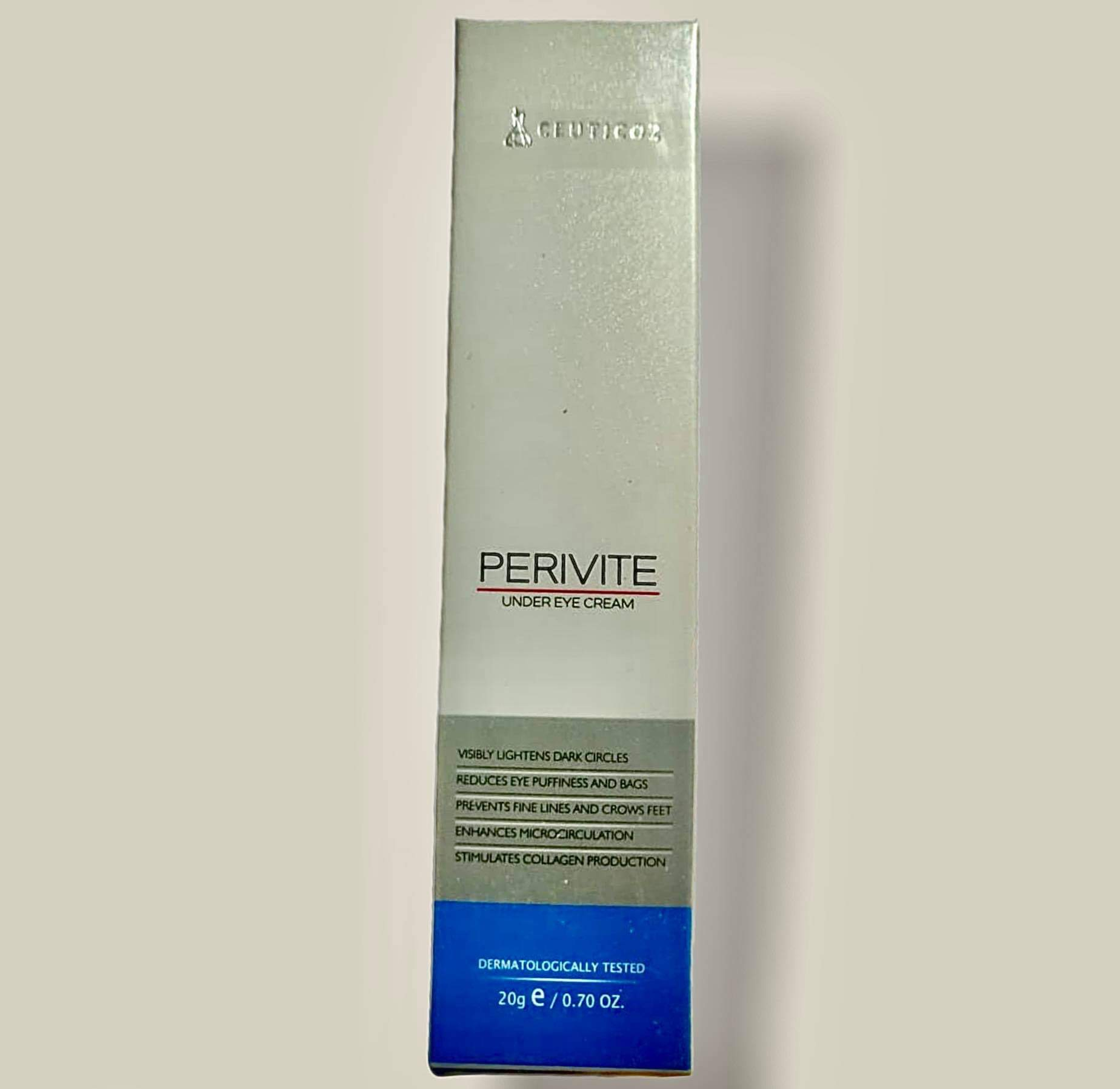Ceuticoz Perivite Under Eye Care Cream - Helps Treat Different Types of Dark Circles & Eye Bags / Puffiness- 20gm
