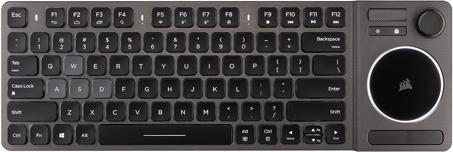 Corsair CH-9268046-NA K83 Wireless Keyboard- Bluetooth and USB- Works w/PC, Smart TV, Streaming Box- Backlit LED, Black