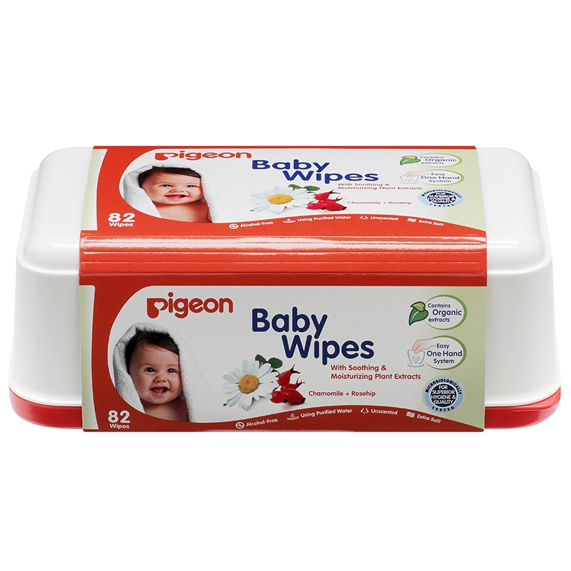 Pigeon Baby Wipes Cham and Rose 82 Pcs Box