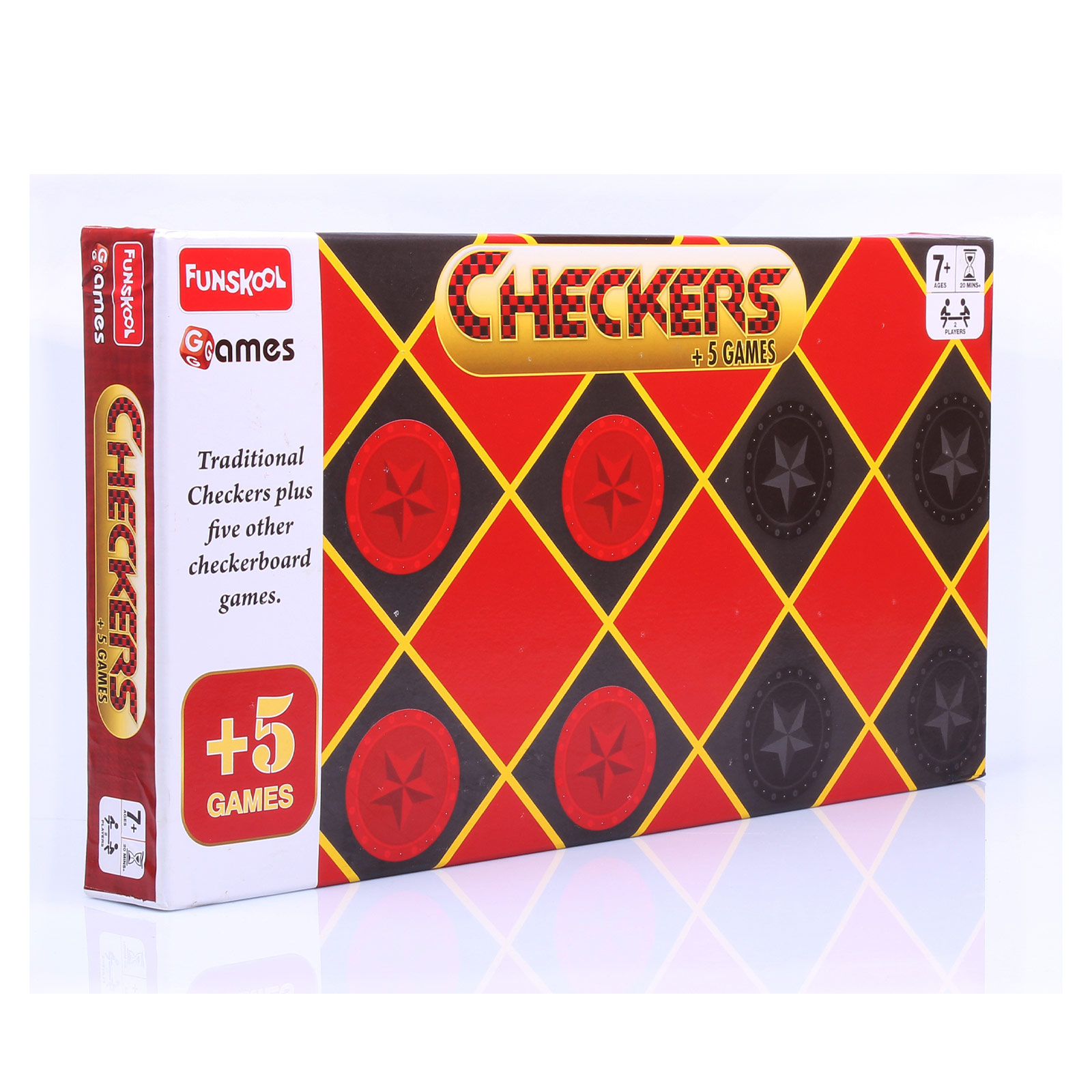 Funskool Games Checkers +5,5 in 1 checkers board games, Kids & family, 2 players, 7 & above