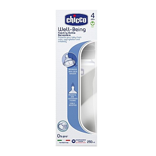 Chicco Well Being PP Bottle Fast Flow 250 ml White
