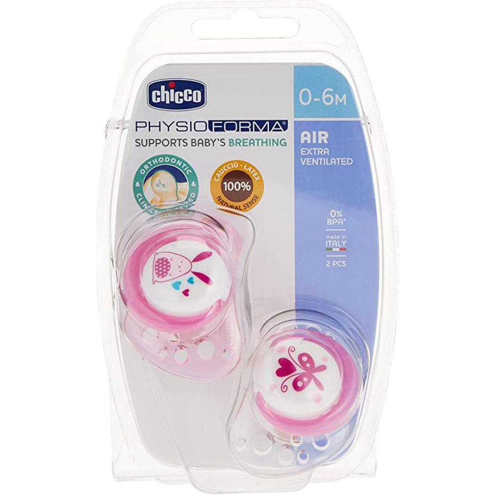 CHICCO Baby Soother PH. Air Pink SIL 0-6M 2PCS B