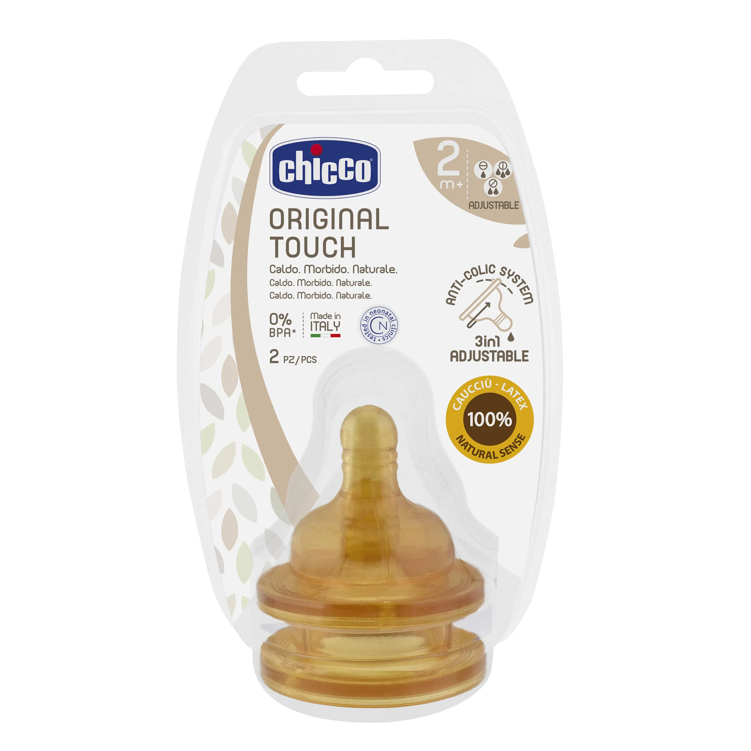 Chicco Teat Original Touch 2M+ Food Ltx 2Pcs