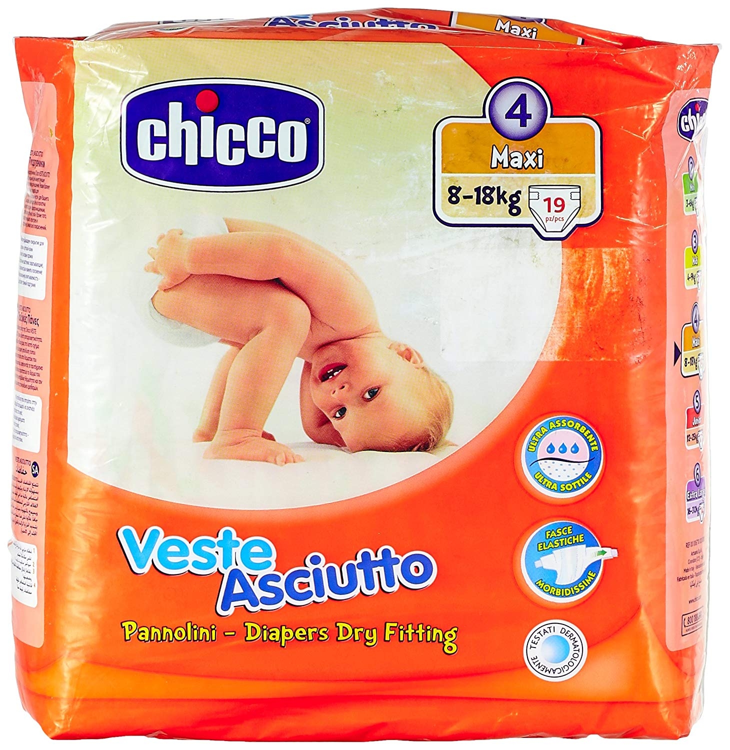 Chicco Veste Asciutto Dry Diaper Maxi - 19 Pieces