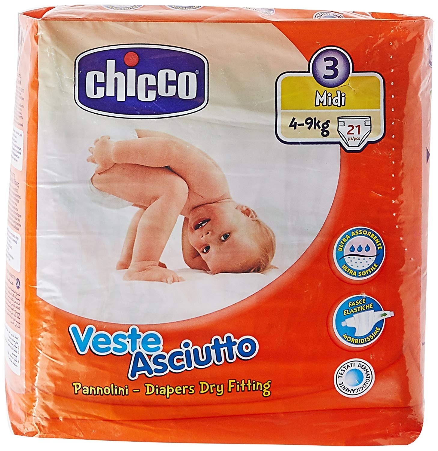 Chicco Veste Asciutto Dry Diaper Midi - 21 Pieces