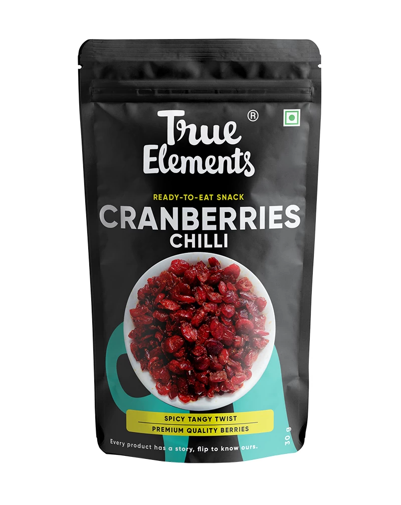 True Elements Chilli Cranberries 30g - Antioxidant Rich Berries, Cranberry Dry Fruit
