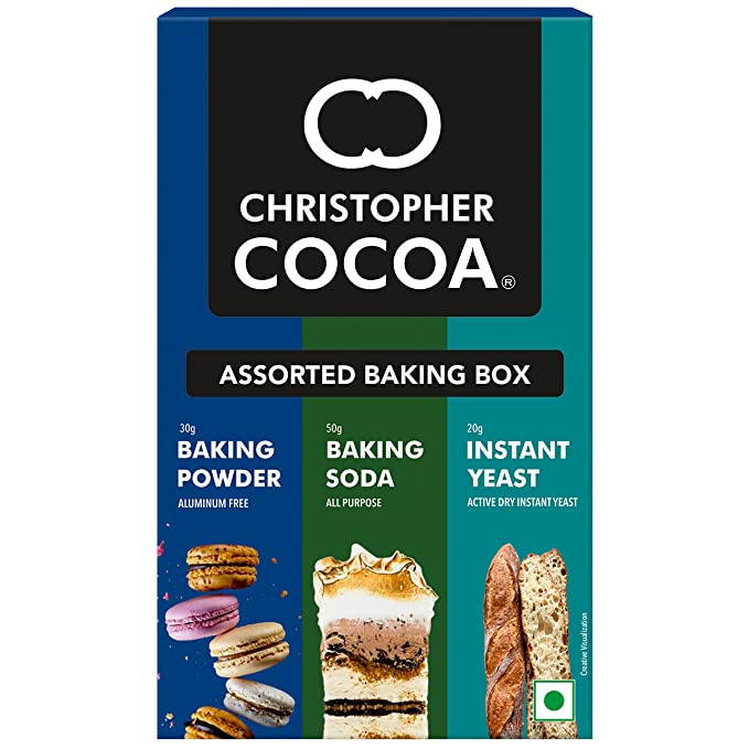 Christopher Cocoa Assorted Baking Box 100g - Baking Powder 30g, Baking Soda 50g, Active Dry Instant Yeast 20g