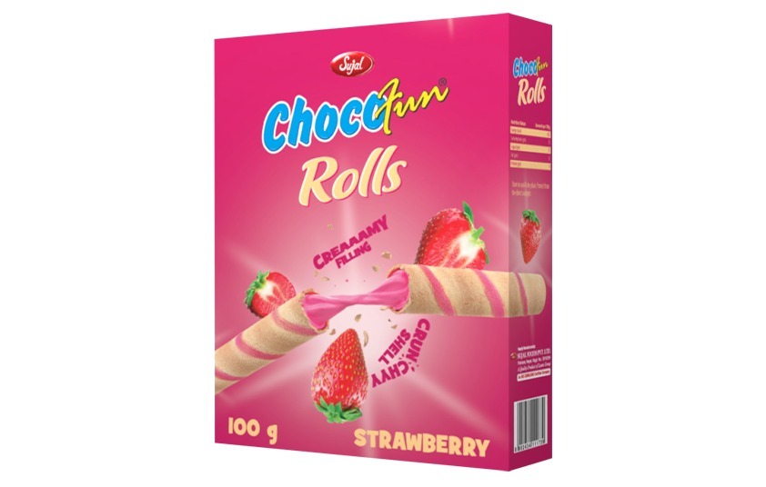 Chocofun Rolls Strawberry 5gm X 10pcs X 2 tray X 20 box