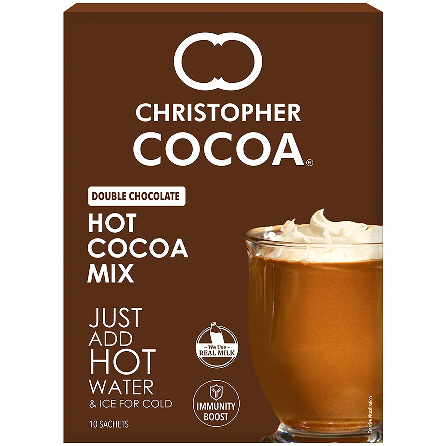 Christopher Cocoa Double Chocolate Hot Cocoa Mix, 10 Sachets Box