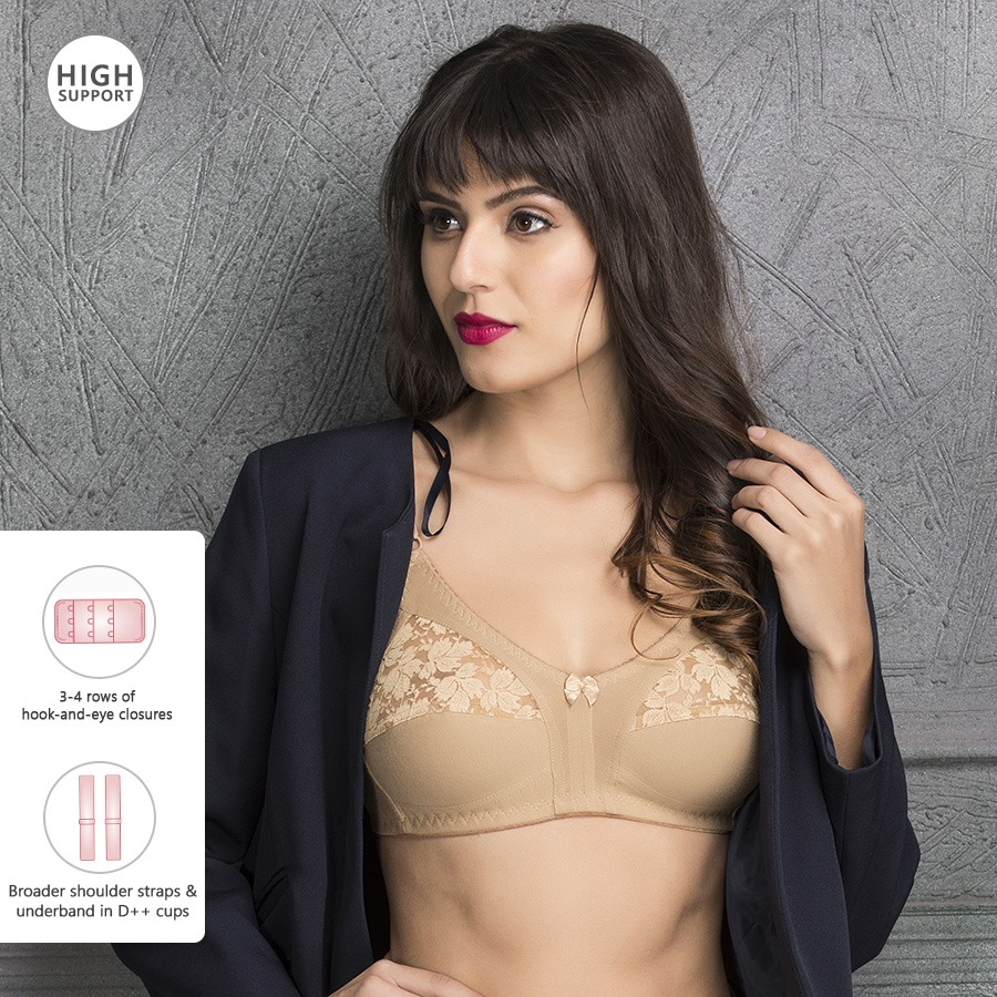 Clovia Cotton & Lace Non-Padded Non-Wired Full Cup Bra BR1054R24