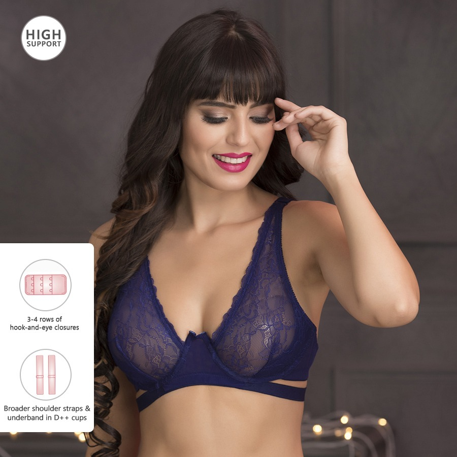 Clovia Lace Non-Padded Underwired Plunge Bra BR1090P08