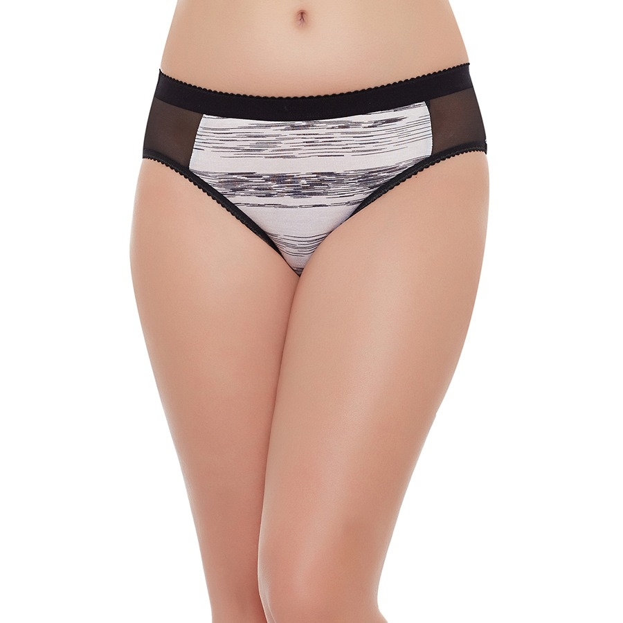 Clovia Low Waist Printed Bikini With Powernet Sides -PN1285P18