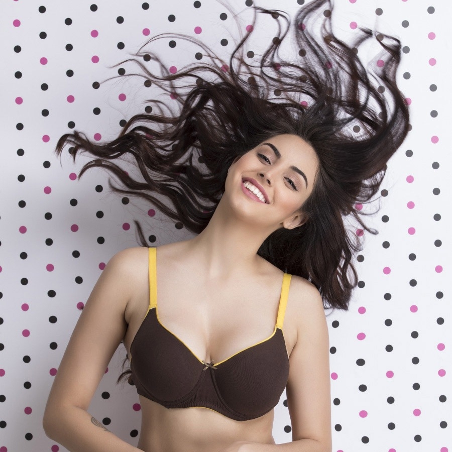Clovia Micro Fabric Padded Wired Demi Cup Brown Bra – BR0849P06