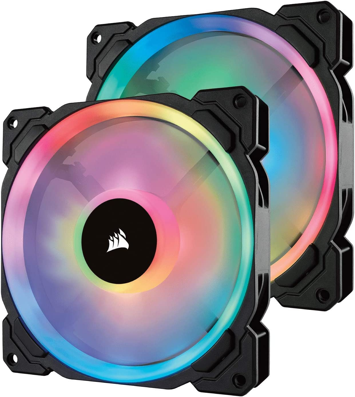 Corsair CO-9050074-WW LL140 RGB Dual Light Loop RGB LED PWM Fan 2 Fan Pack with Lighting Node PRO, 140 mm , Black (RGB)
