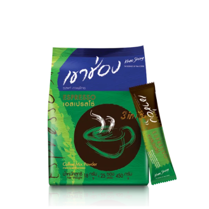 Khao Shong Coffee Mix Powder Espresso 450 Gm (18 Gm*25 Sticks) 12 Bags