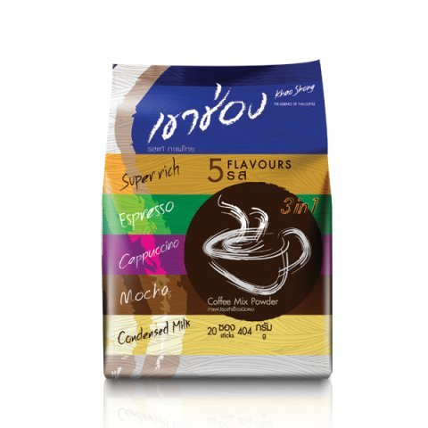 Khao Shong Coffee Mix Powder Five Flavors 404 Gm (40 Gm*10 Satchets) 12 Bags