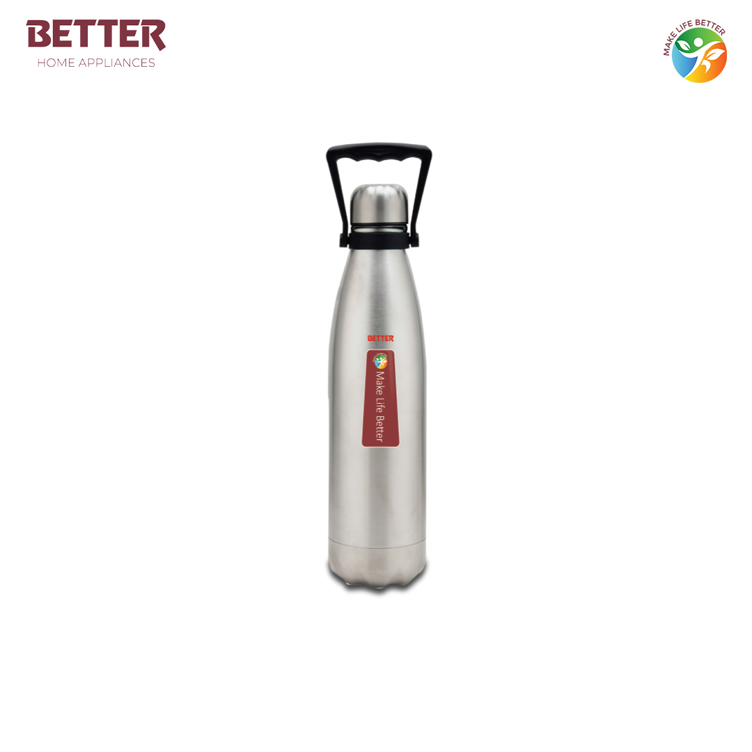 Better Cola Water Bottle | Vacuum Insulated Flask Water Bottle, 500 Ml, Metallic Silver