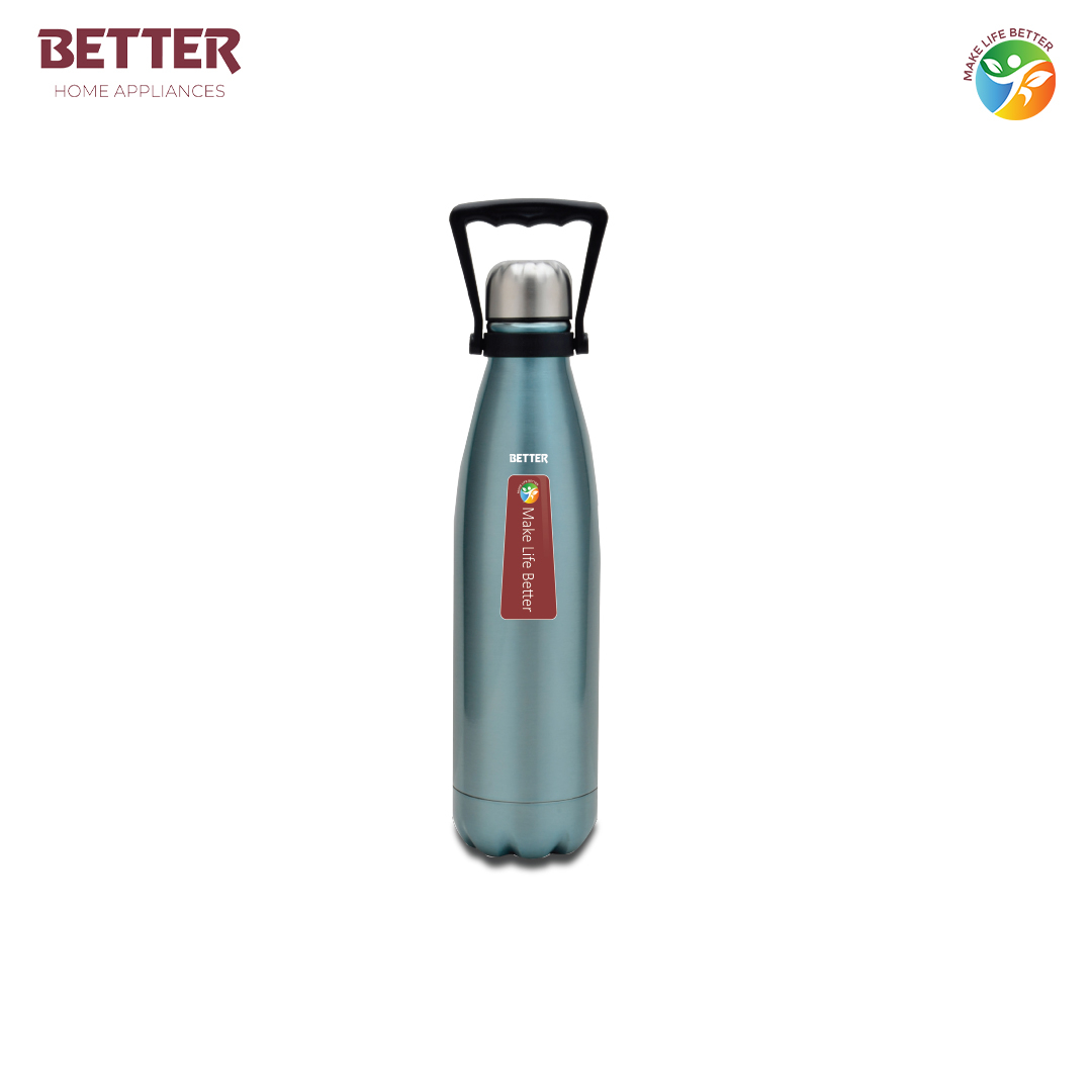 Better Cola Water Bottle | Vacuum Insulated Flask Water Bottle, 500 Ml, Metallic Blue