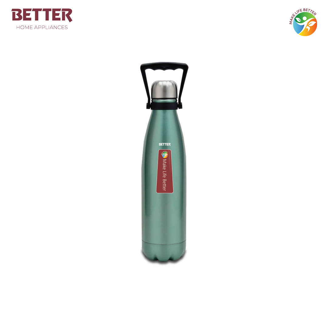 Better Cola Water Bottle | Vacuum Insulated Flask Water Bottle, 500 Ml, Metallic Green