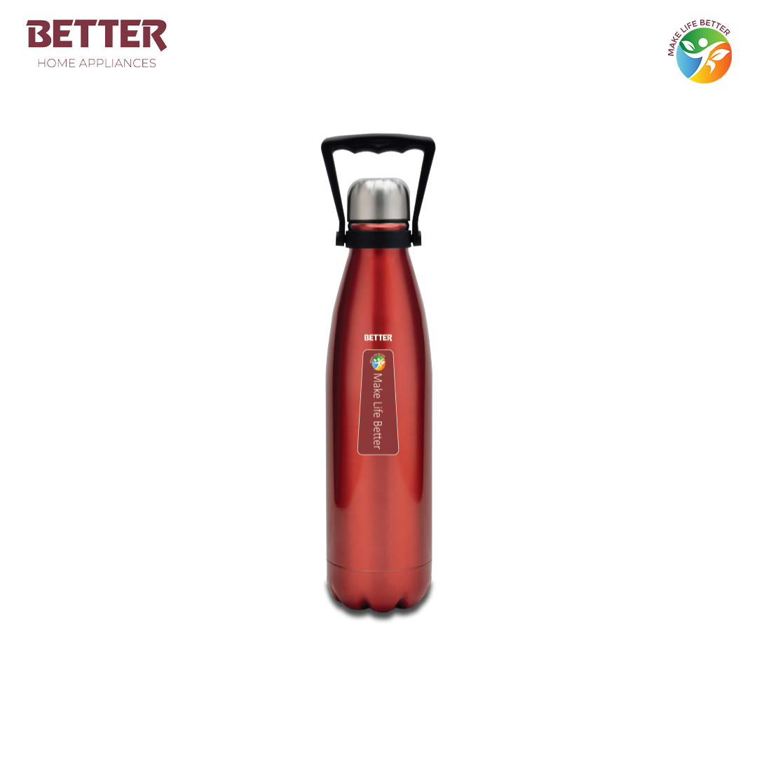 Better Cola Water Bottle | Vacuum Insulated Flask Water Bottle, 500 Ml, Metallic Red