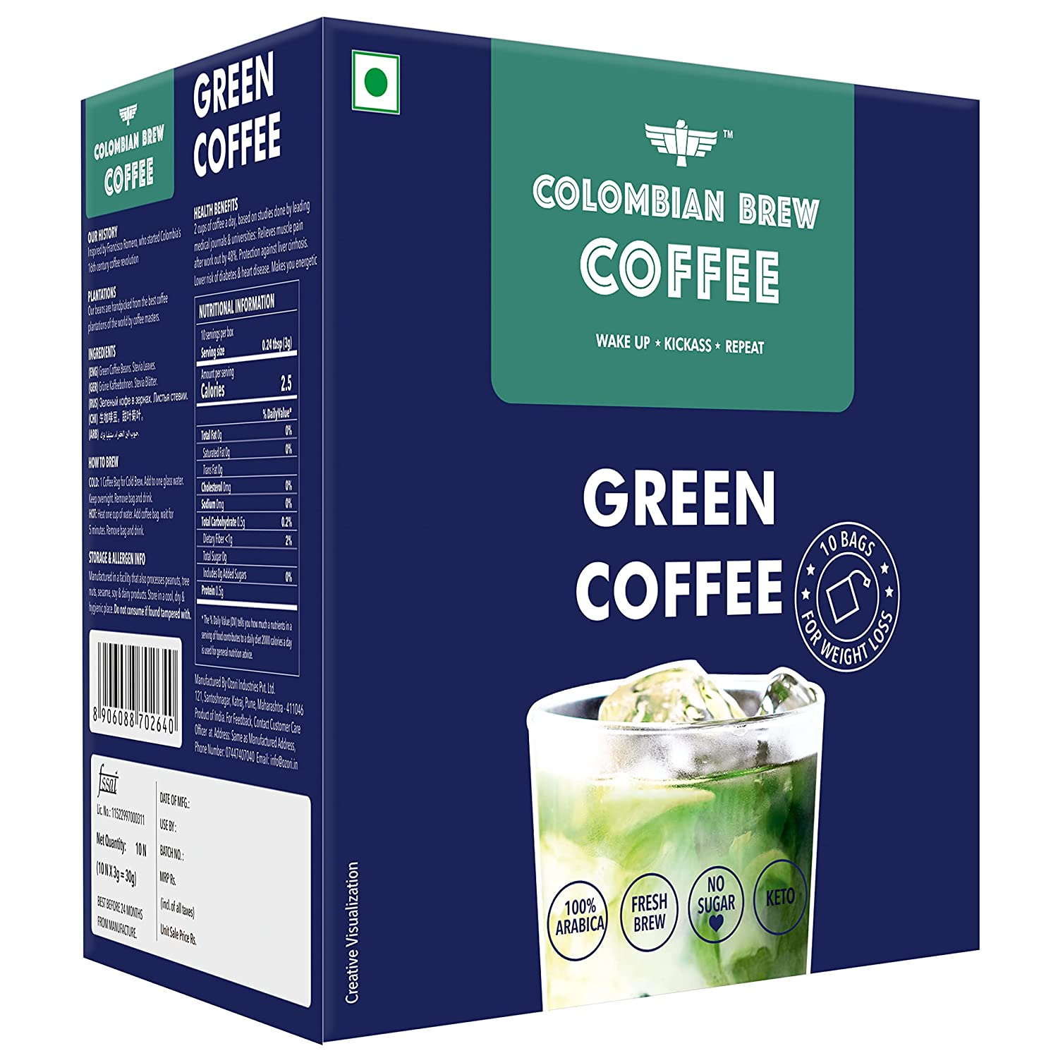 Colombian Brew Green Coffee 10 Bags 30g
