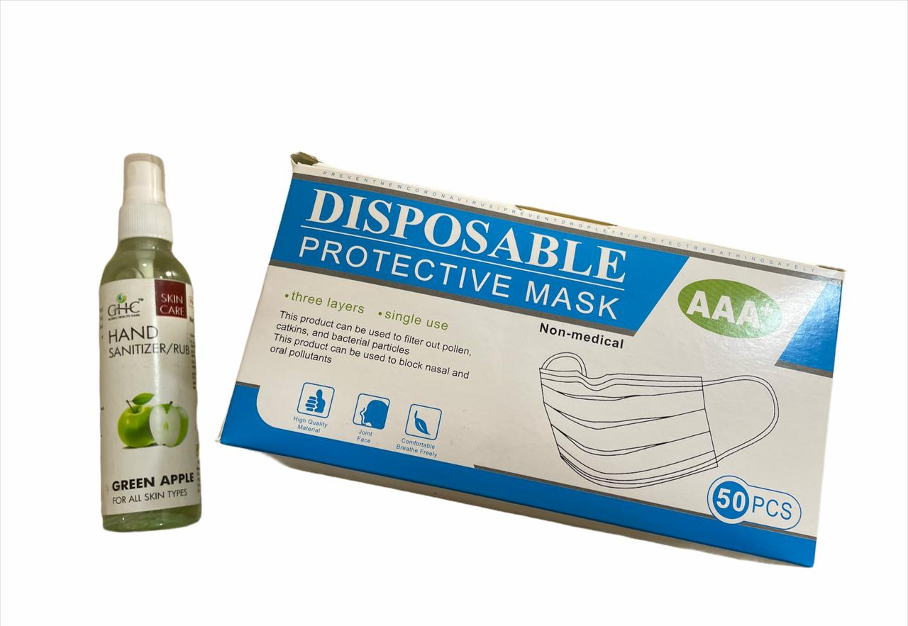 Combo Offer Buy 1 Box Certified Mask Get Scented Sanitizer 125ML Free