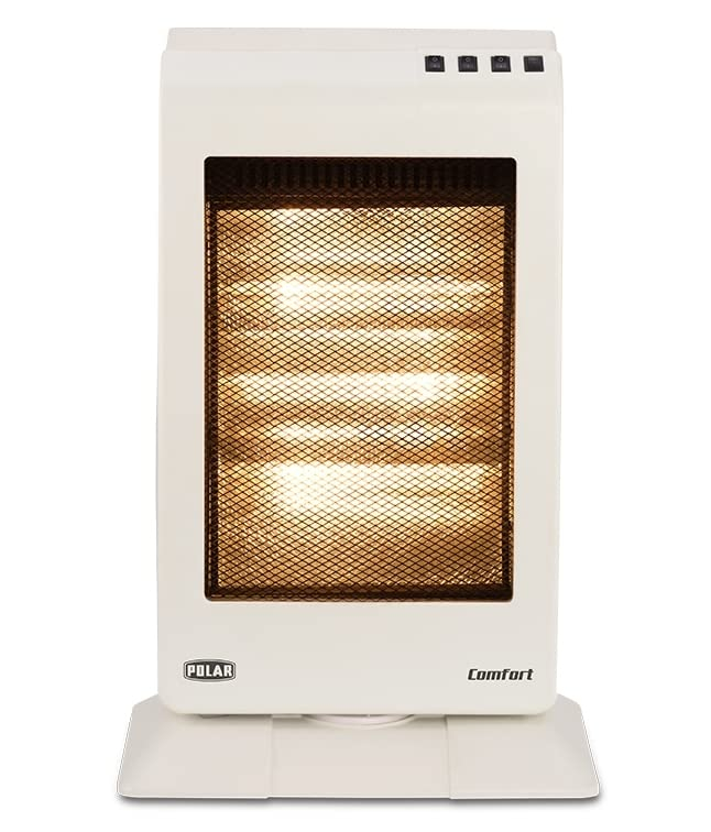 Polar Halogen Room Heater Comfort 1200 Watt White 3 Rod with Oscillation Function (ISI Certified) Over Heat Protection